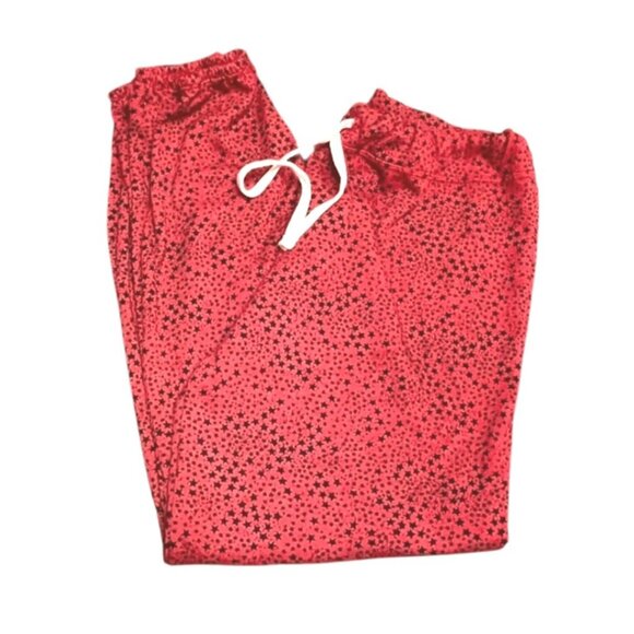 Sundry GARNET Stars Tapered Sweatpants XL Size 4 Red with Black Stars Drawstring - Picture 1 of 8